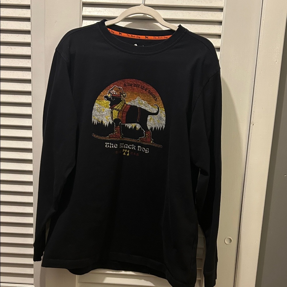 The Black Dog Black Shirt with Vibrant Dog Design